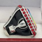 SQUARE ADD YOUR LOGO RING --- SILVER BODY, RED STONES (Item #58-221) - Image 4