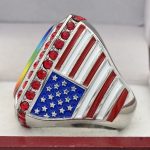 SQUARE ADD YOUR LOGO RING --- SILVER BODY, RED STONES (Item #58-221) - Image 2