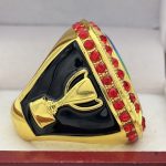 ROUND ADD YOUR LOGO RING --- GOLD BODY, RED STONES (Item #58-212) - Image 4