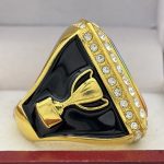 SQUARE ADD YOUR LOGO RING --- GOLD BODY, CLEAR STONES (Item #58-228) - Image 4