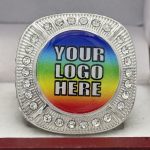 ROUND ADD YOUR LOGO RING --- SILVER BODY, CLEAR STONES (Item #58-213) - Image 3