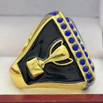 SQUARE ADD YOUR LOGO RING --- GOLD BODY, BLUE STONES (Item #58-232) - Image 4