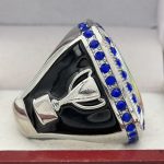 ROUND ADD YOUR LOGO RING --- SILVER BODY, BLUE STONES (Item #58-217) - Image 4