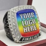 SQUARE ADD YOUR LOGO FINALIST RING --- SILVER BODY, CLEAR STONES, 2 ENGRAVABLE SIDES (Item #58-177)