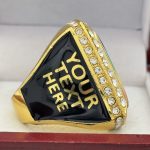 SQUARE ADD YOUR LOGO CHAMPION RING --- GOLD BODY, CLEAR STONES, 2 ENGRAVABLE SIDES (Item #58-180) - Image 4