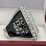 SQUARE ADD YOUR LOGO FINALIST RING --- SILVER BODY, CLEAR STONES, 2 ENGRAVABLE SIDES (Item #58-177) - Image 4