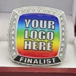 SQUARE ADD YOUR LOGO FINALIST RING --- SILVER BODY, CLEAR STONES, 2 ENGRAVABLE SIDES (Item #58-177) - Image 3