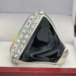 SQUARE ADD YOUR LOGO FINALIST RING --- SILVER BODY, CLEAR STONES, 2 ENGRAVABLE SIDES (Item #58-177) - Image 2