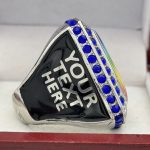 SQUARE ADD YOUR LOGO FINALIST RING --- SILVER BODY, BLUE STONES, 2 ENGRAVABLE SIDES (Item #58-181) - Image 2