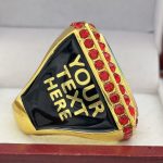 SQUARE ADD YOUR LOGO RING --- GOLD BODY, RED STONES, 2 ENGRAVABLE SIDES (Item #58-200) - Image 4