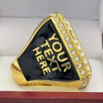 SQUARE ADD YOUR LOGO RING --- GOLD BODY, CLEAR STONES, 2 ENGRAVABLE SIDES (Item #58-204) - Image 4