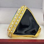 SQUARE ADD YOUR LOGO RING --- GOLD BODY, CLEAR STONES, 2 ENGRAVABLE SIDES (Item #58-204) - Image 2