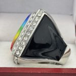 SQUARE ADD YOUR LOGO RING --- SILVER BODY, CLEAR STONES, 2 ENGRAVABLE SIDES (Item #58-201) - Image 2