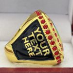 ROUND ADD YOUR LOGO CHAMPION RING --- GOLD BODY, RED STONES, 2 ENGRAVABLE SIDES (Item #58-164) - Image 4