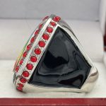 ROUND ADD YOUR LOGO FINALIST RING --- SILVER BODY, RED STONES, 2 ENGRAVABLE SIDES (Item #58-161) - Image 2