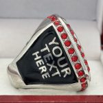 ROUND ADD YOUR LOGO CHAMPION RING --- SILVER BODY, RED STONES, 2 ENGRAVABLE SIDES (Item #59-164) - Image 4