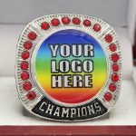 ROUND ADD YOUR LOGO CHAMPION RING --- SILVER BODY, RED STONES, 2 ENGRAVABLE SIDES (Item #59-164) - Image 3