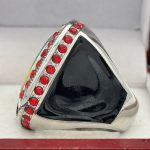 ROUND ADD YOUR LOGO CHAMPION RING --- SILVER BODY, RED STONES, 2 ENGRAVABLE SIDES (Item #59-164) - Image 2