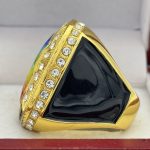 ROUND ADD YOUR LOGO CHAMPION RING --- GOLD BODY, CLEAR STONES, 2 ENGRAVABLE SIDES (Item #58-168) - Image 2