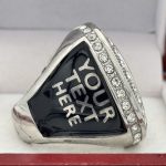 ROUND ADD YOUR LOGO FINALIST RING --- SILVER BODY, CLEAR STONES, 2 ENGRAVABLE SIDES (Item #58-165) - Image 4