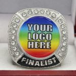 ROUND ADD YOUR LOGO FINALIST RING --- SILVER BODY, CLEAR STONES, 2 ENGRAVABLE SIDES (Item #58-165) - Image 3