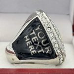 ROUND ADD YOUR LOGO CHAMPION RING --- SILVER BODY, CLEAR STONES, 2 ENGRAVABLE SIDES (Item #59-168) - Image 4