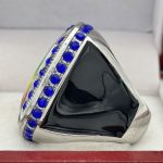 ROUND ADD YOUR LOGO FINALIST RING --- SILVER BODY, BLUE STONES, 2 ENGRAVABLE SIDES (Item #58-169) - Image 2