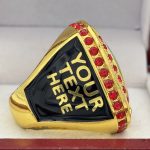 ROUND ADD YOUR LOGO RING --- GOLD BODY, RED STONES, 2 ENGRAVABLE SIDES (Item #58-188) - Image 4