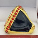 ROUND ADD YOUR LOGO RING --- GOLD BODY, RED STONES, 2 ENGRAVABLE SIDES (Item #58-188) - Image 2
