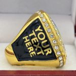 ROUND ADD YOUR LOGO RING --- GOLD BODY, CLEAR STONES, 2 ENGRAVABLE SIDES (Item #58-192) - Image 4