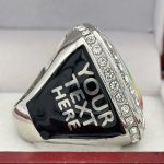 ROUND ADD YOUR LOGO RING --- SILVER BODY, CLEAR STONES, 2 ENGRAVABLE SIDES (Item #58-189) - Image 4