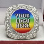 ROUND ADD YOUR LOGO RING --- SILVER BODY, CLEAR STONES, 2 ENGRAVABLE SIDES (Item #58-189) - Image 3