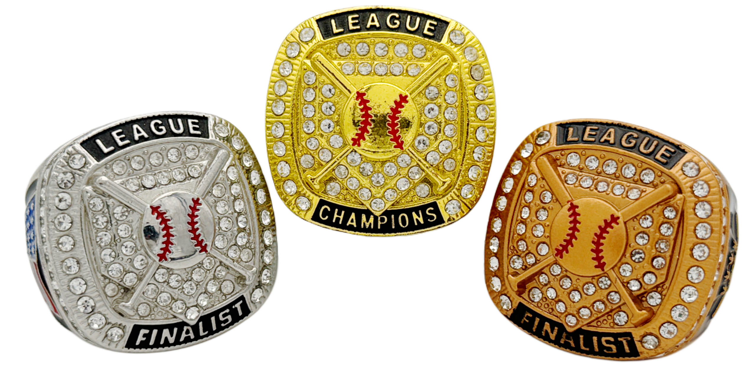 bronze, silver and gold sports rings