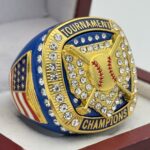 5 STAR HOME PLATE CHAMPION RING --- BLUE BODY, CLEAR STONES (Item #37-04)