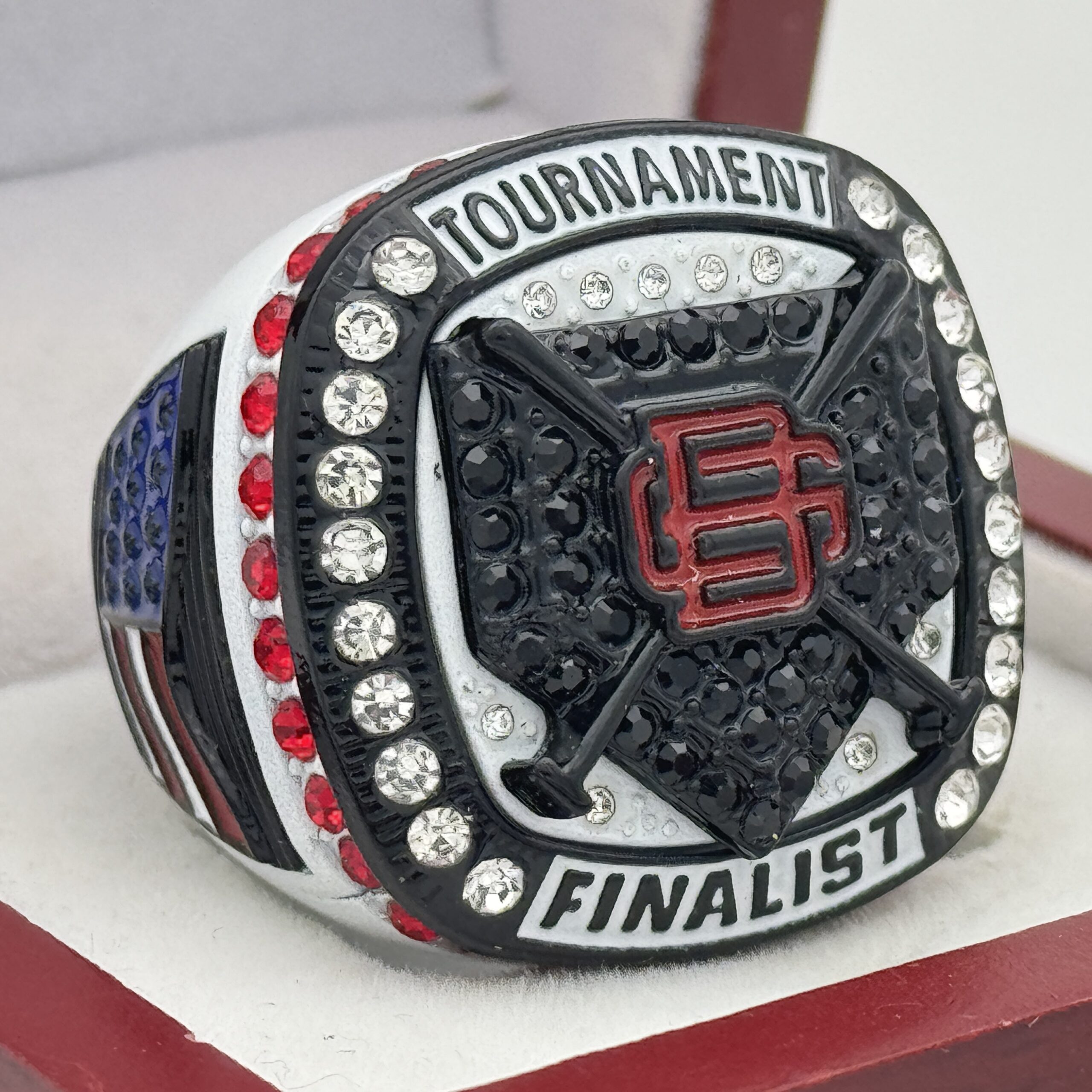 IMG_8417 BG CUSTOM FINALIST RING --- WHITE BODY, BLACK SIDES (Item #58-153) - Image 1