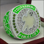 GLOWING GHOST FINALIST RING --- WHITE BODY, GREEN STONES (Item#43-105)