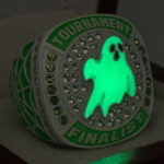 GLOWING GHOST FINALIST RING --- WHITE BODY, GREEN STONES (Item#43-105) - Image 2