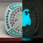 GLOWING GHOST CHAMPION RING --- WHITE BODY, BLUE STONES (Item#36-88) - Image 6