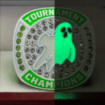 GLOWING GHOST CHAMPION RING --- WHITE BODY, GREEN STONES (Item#43-108) - Image 6