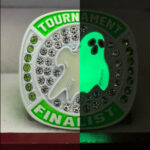 GLOWING GHOST FINALIST RING --- WHITE BODY, GREEN STONES (Item#43-105) - Image 6