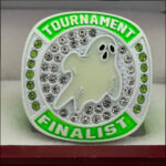 GLOWING GHOST FINALIST RING --- WHITE BODY, GREEN STONES (Item#43-105) - Image 4