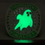 GLOWING GHOST FINALIST RING --- WHITE BODY, GREEN STONES (Item#43-105) - Image 7