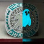 GLOWING GHOST FINALIST RING --- WHITE BODY, BLUE STONES (Item#36-85) - Image 6