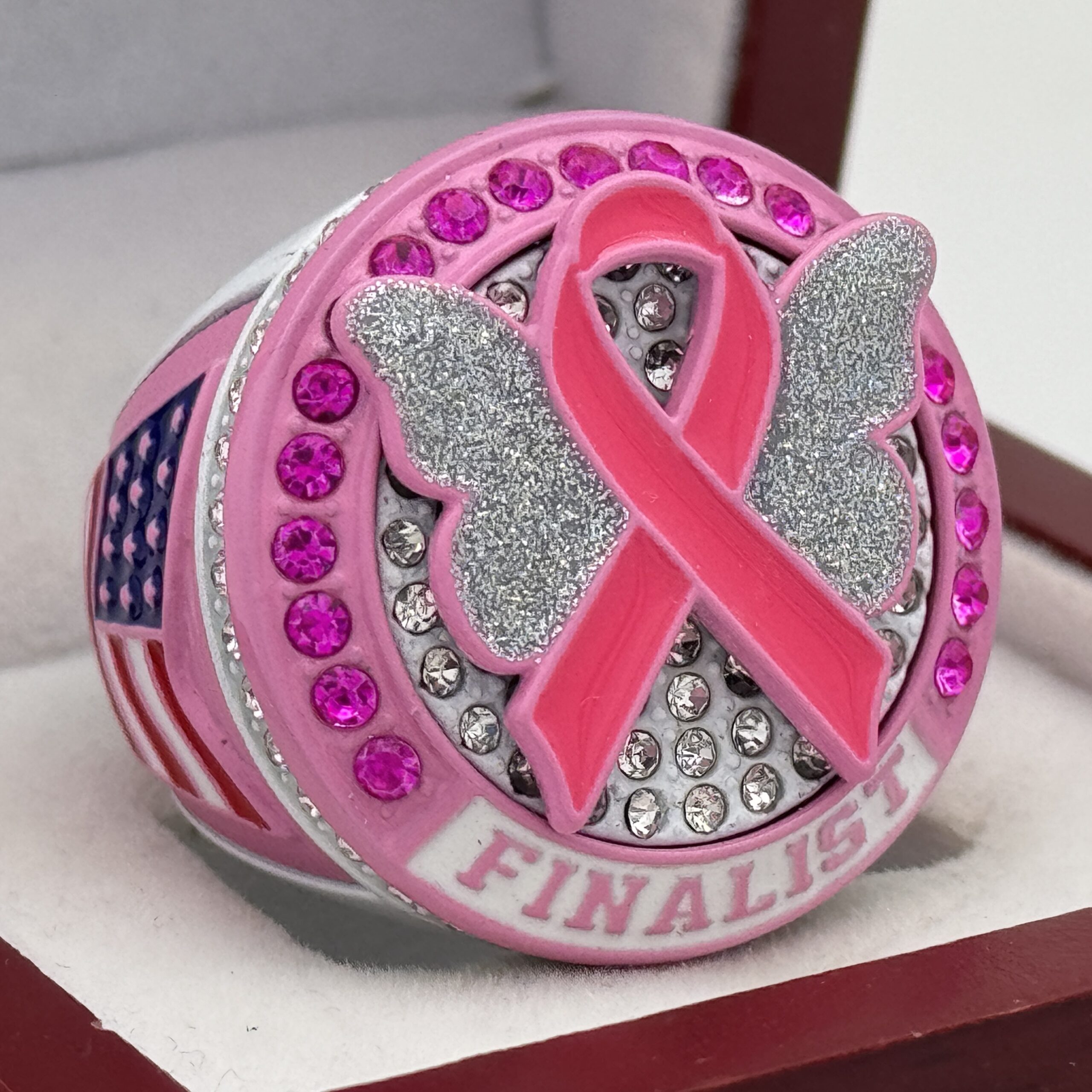 IMG_8439 5 STAR WINGS OF HOPE FINALIST RING --- WHITE BODY, PINK SIDES (Item #36-105) - Image 1