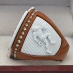 5 STAR LEGACY FOOTBALL CHAMPION RING --- ORANGE BODY, WHITE SIDES (ITEM #51-136) - Image 2