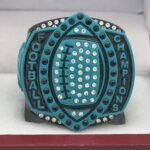 5 STAR LEGACY FOOTBALL CHAMPION RING --- BLACK BODY, TEAL SIDES (Item #51-132) - Image 3