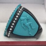 5 STAR LEGACY FOOTBALL CHAMPION RING --- BLACK BODY, TEAL SIDES (Item #51-132) - Image 2