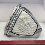 5 STAR LEGACY FOOTBALL FINALIST RING --- GUNMETAL BODY, SILVER SIDES (ITEM #51-121) - Image 2