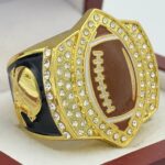 FOOTBALL PARTICIPATION RING --- GOLD BODY, PAINTED BALL (ITEM #55-156)