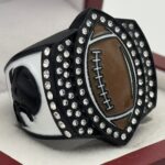 FOOTBALL PARTICIPATION RING --- BLACK BODY, PAINTED BALL (Item #55-153)